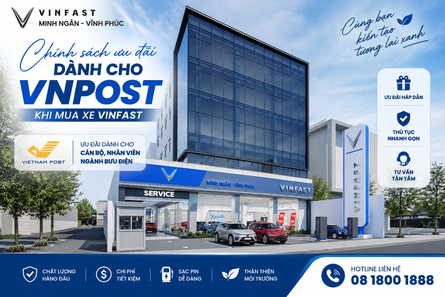 VinFast ra chính sách ưu đãi từ 3-5% cho cán bộ và lãnh đạo của VNPost